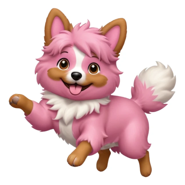pink girly dog jumping in the air sticker