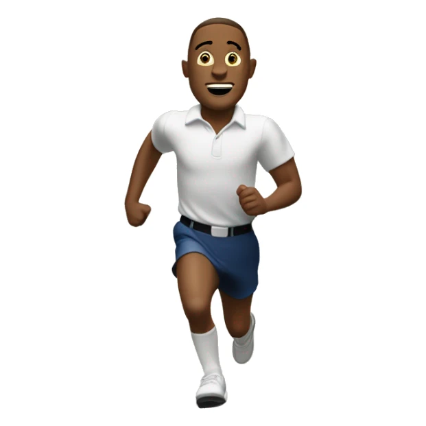 white Forrest Gump running, with a large stride and arms outstretched sticker