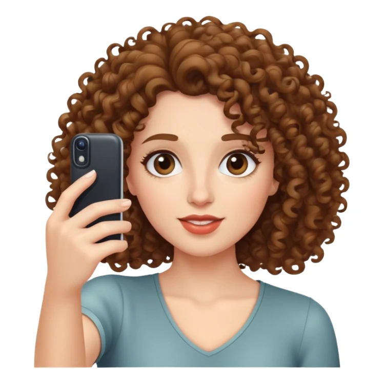 woman taking a selfie, curly hair sticker