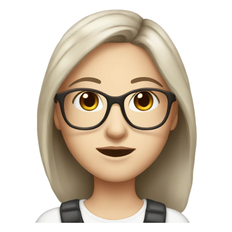 White brunette girl with brown eyes glasses pretty sticker