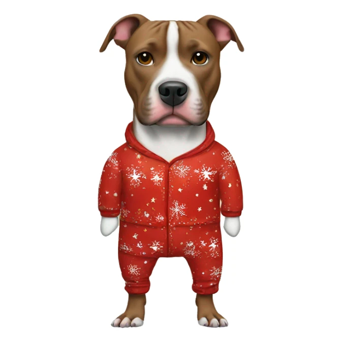 Pitbull wearing Christmas pajamas  sticker