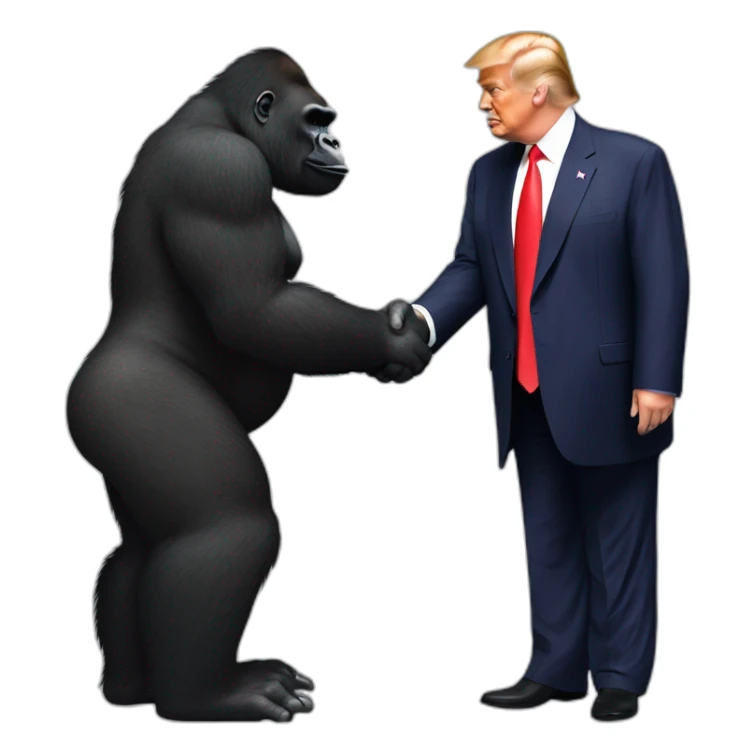 Gorilla handshakes Donald Trump sticker