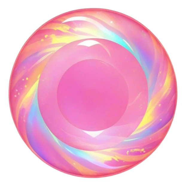 round cut pink fire opal with intense holographic flashes and swirling color play sticker
