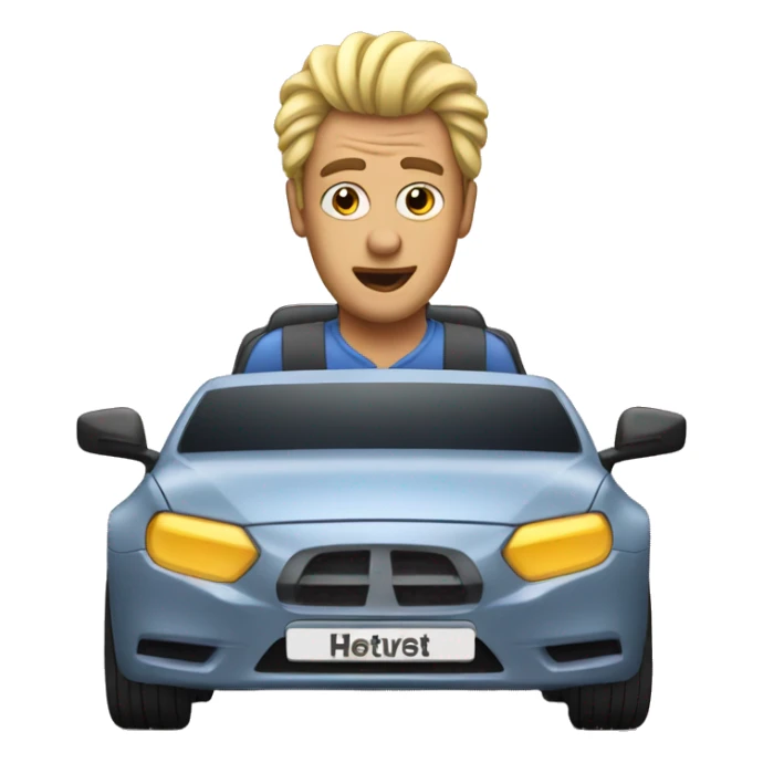 man driving a car with electricity in his hair sticker