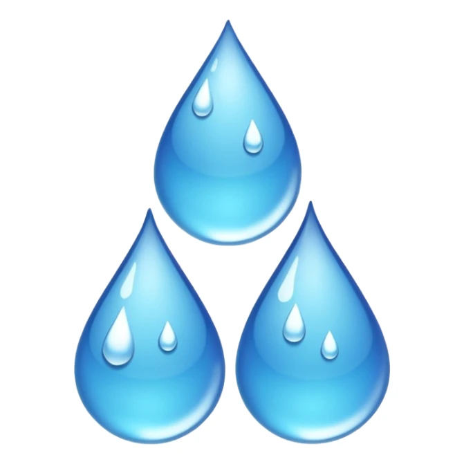 three equally sized droplets stacked on top of each other with two other droplets going outward from the middle droplet sticker