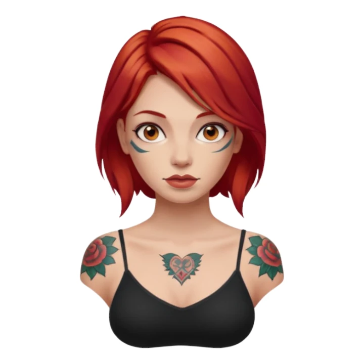 woman with red hair and tattoos sticker
