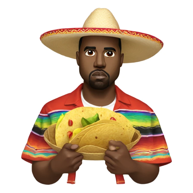  kanye west with a sombrero, tacos and maracas sticker