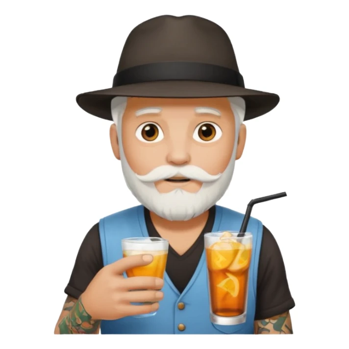 tatoo guy Drink holders with hat white hair white bearded  sticker