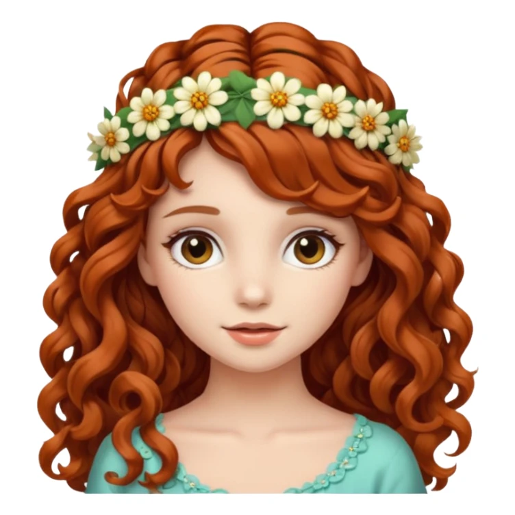  chica bonita de cabello largo rizado medio rojo sticker