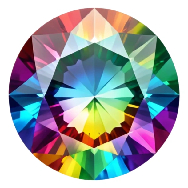 round cut rainbow gemstone with all colors of the spectrum shining through sticker