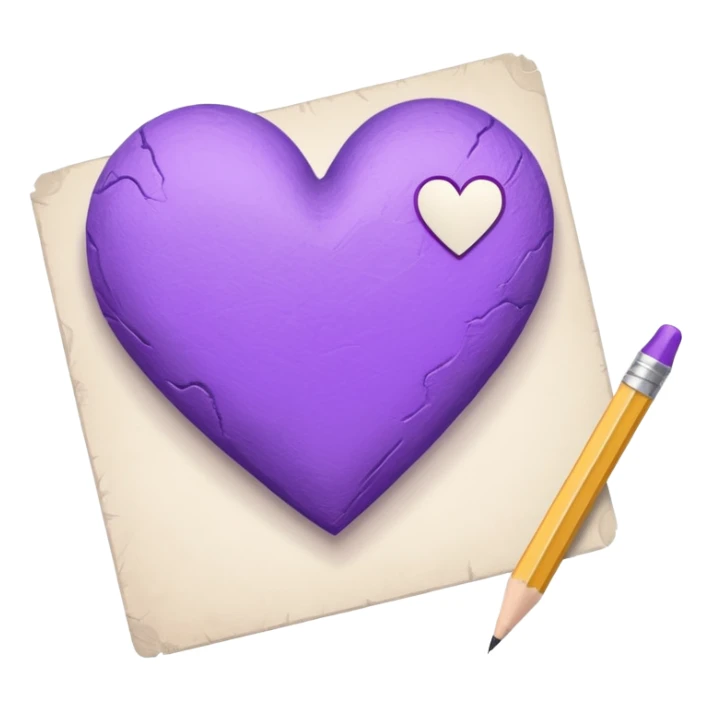 paper with emptu Hand drawn purple heart  with pencil sticker