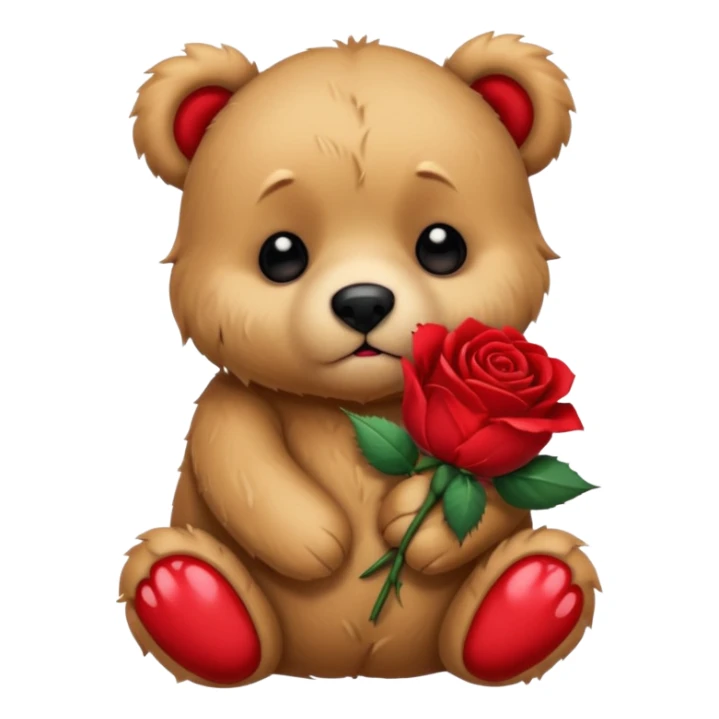Cute bear with sad puppy dog crying eyes holding roses with this  sticker