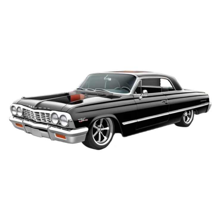 Satan’s streamlined Hot rod custom 1964 impala low rider four door carbon hood  side-mounted under-door chrome exhaust pipes driving straight to hell  sticker