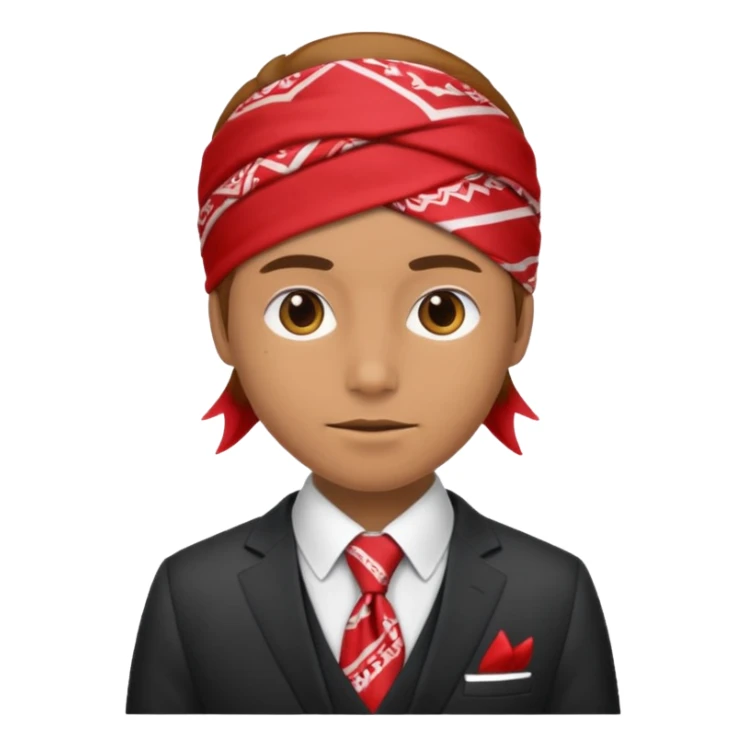 Character wearing a bandana and a suit sticker