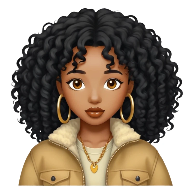 SZA with curly black hair and stylish outfit sticker