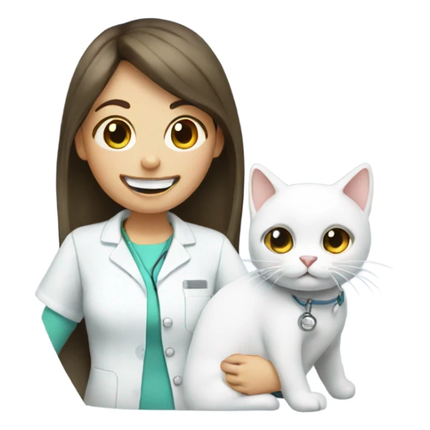 Girl dentist with white cat sticker
