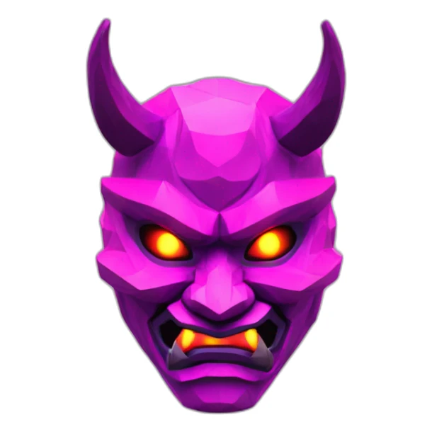 ONI MASK magenta color eyes glowing neon japanese style low poly 3d sticker