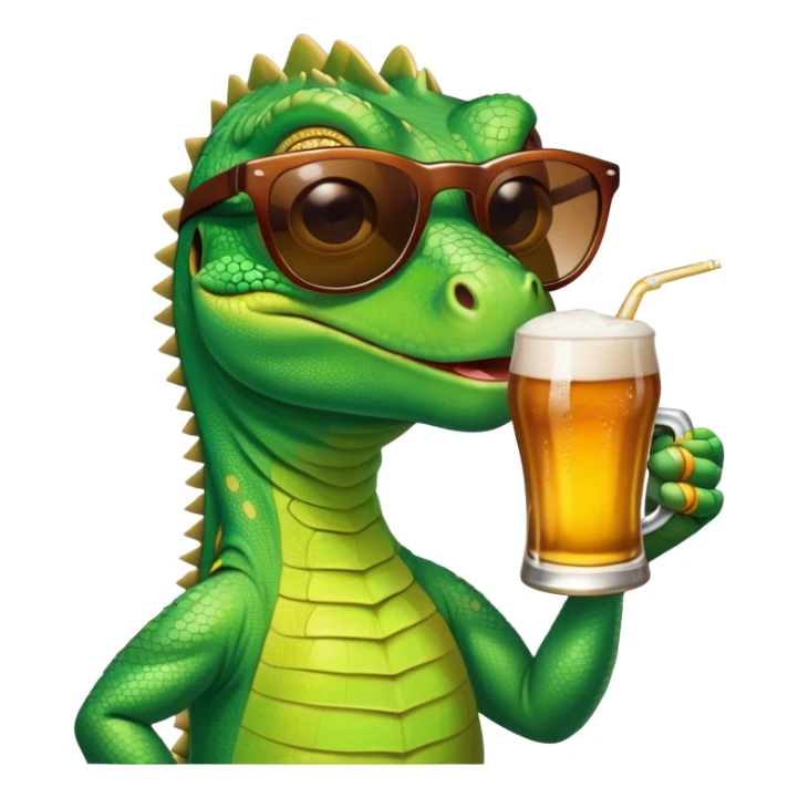 A lizard wearing sunglasses and drinking a beer sticker