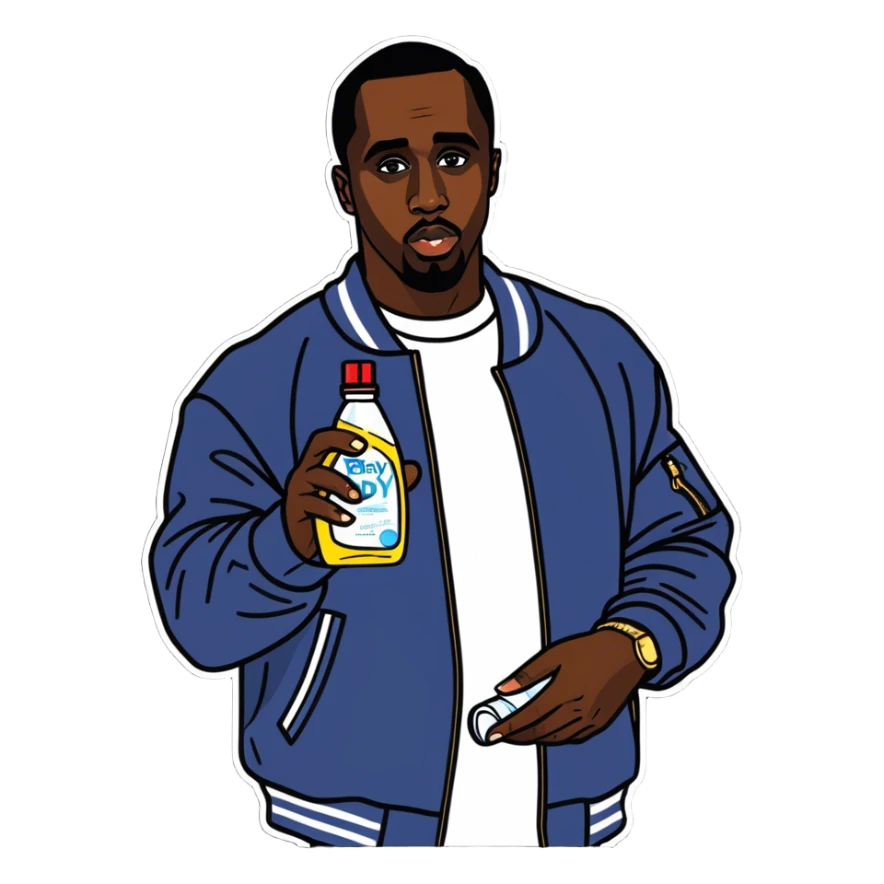 Diddy holding baby oil sticker