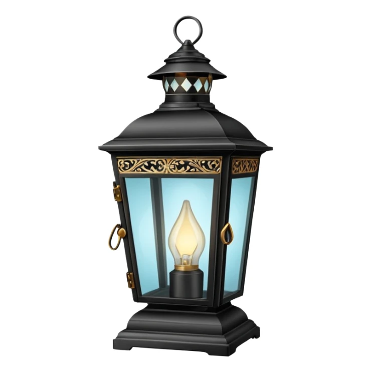 A black old wide big vintage lantern lamp  sticker