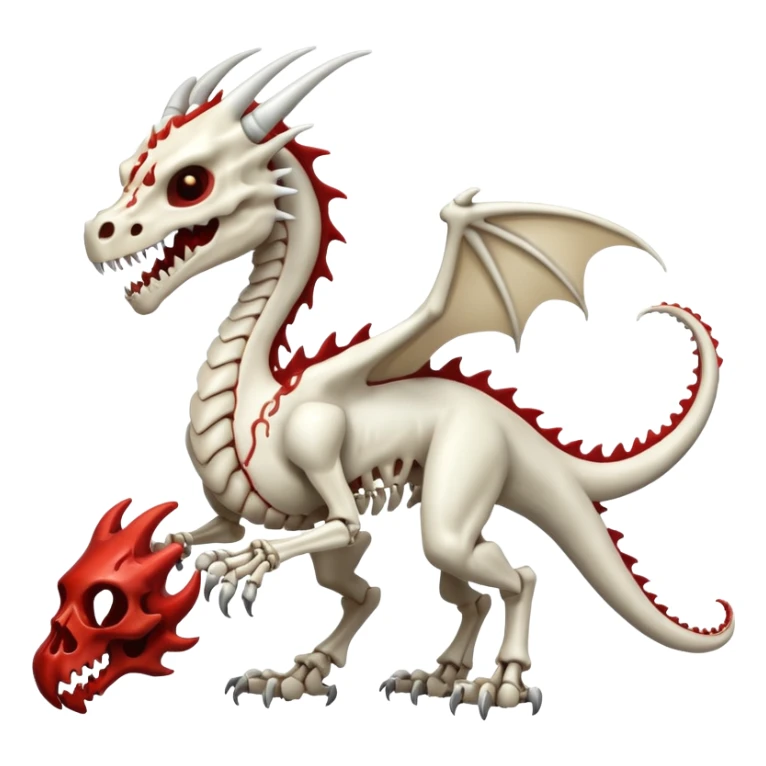  White skeletal skeleton bone dragon with some blood sticker