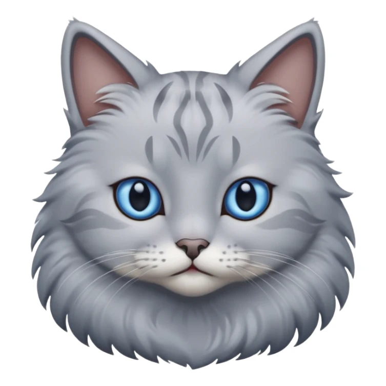 a gray cat with blue eyes on its FOREHEAD sticker
