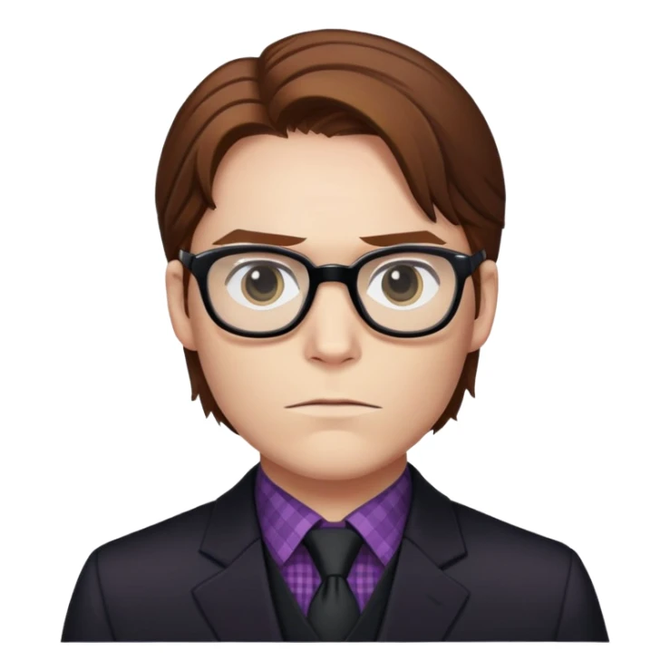 zemo brown hair with glasses, black suit, checkered shirt marvel from captain america: civil war sticker