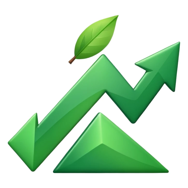Create an Apple-style emoji that represents a stock/share, combining a clean upward-trending chart, a minimal financial symbol, and a confident growth vibe, using simple shapes, smooth gradients, and the polished. sticker