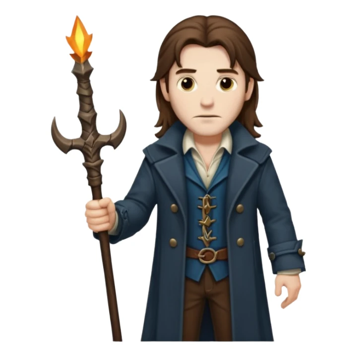 Van Helsing (male) from Dracula with long brown hair sticker