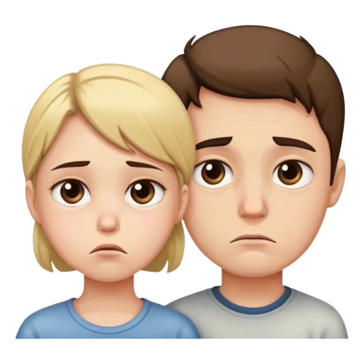 a boy and girl from waist up with sad faces sticker