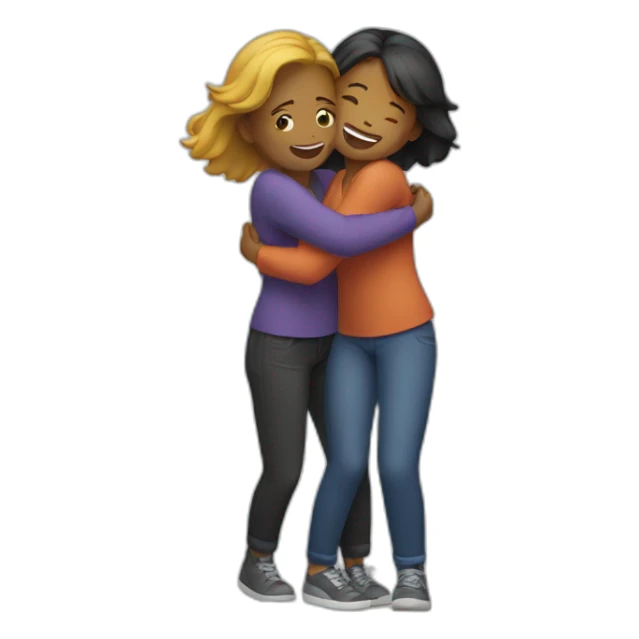 two women hug sticker
