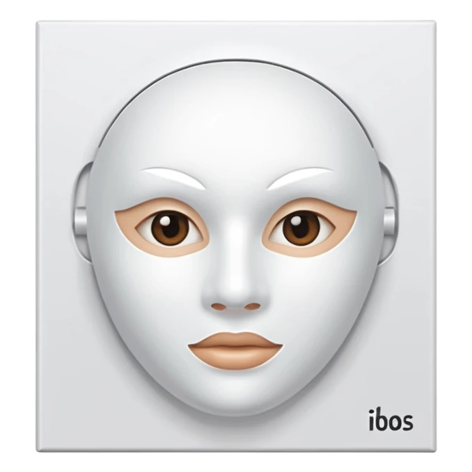 a beauty product box of white mask pack with rounded eyehole sticker