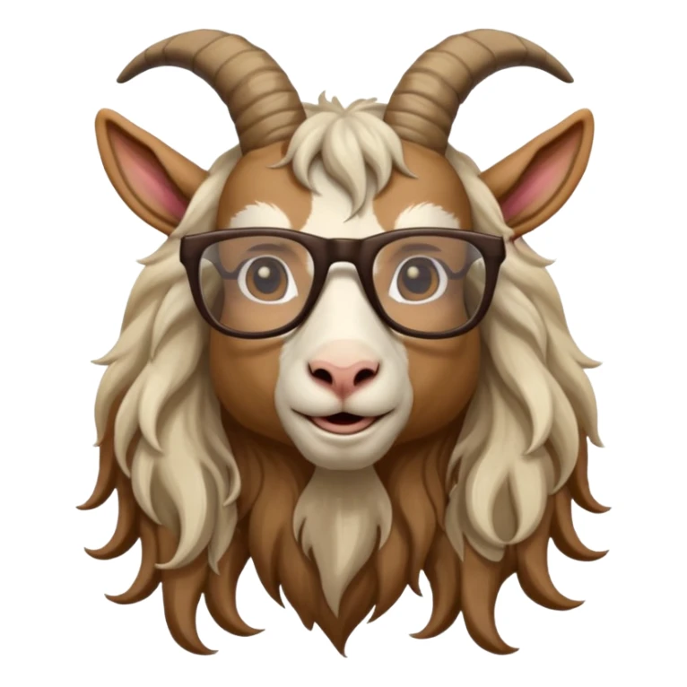 long hair goat with glasses  sticker