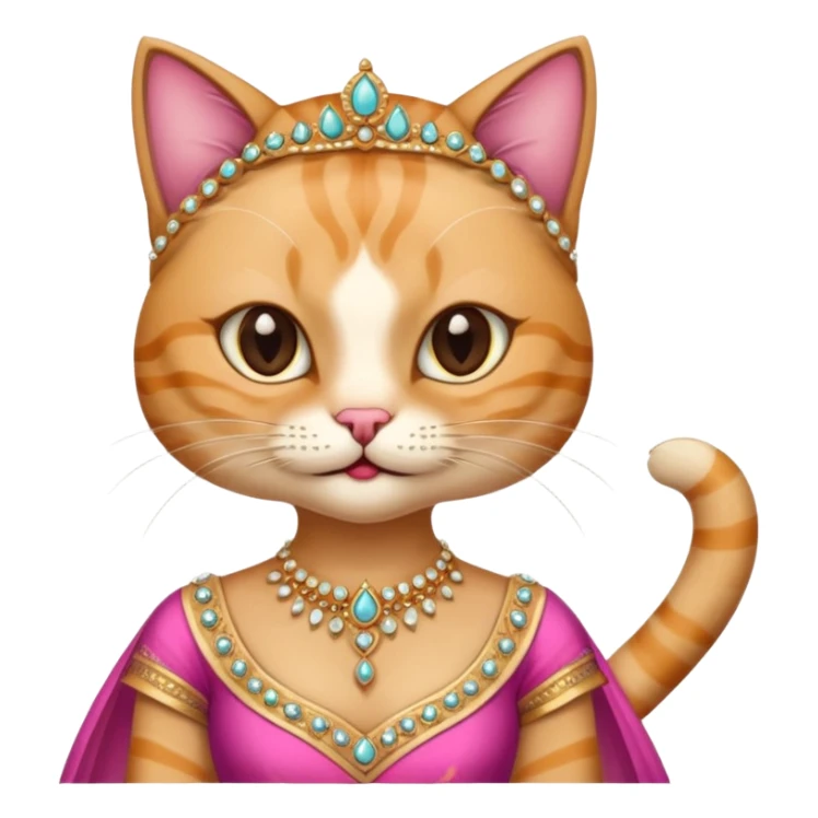 Funny cat wear lehnga with long acrilic nails sticker