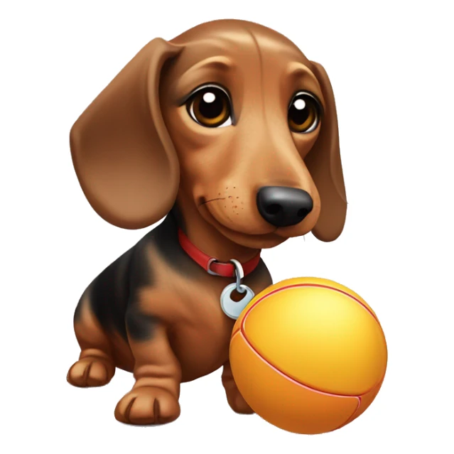 Mini dachshund with a toy ball￼ sticker