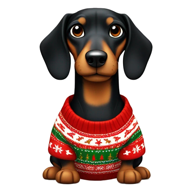 Black & tan Sausage dog wearing Christmas jumper  sticker