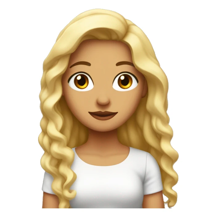 Chica blanca, con pelo largo y ondulado, ojos marro sticker