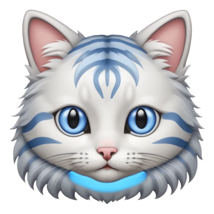 striped cat with white and gray hair and blue eyes sticker