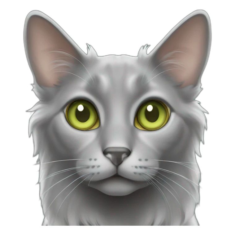 grey nebelung cat full body olive green eyes sticker