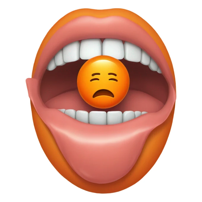Round orange pill on a tongue sticker