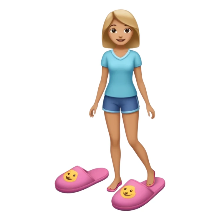 woman model standing on foot with cushion slippers sticker