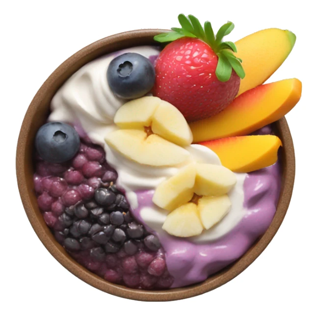 Creamy açaí bowl with fruits and spoon sticker