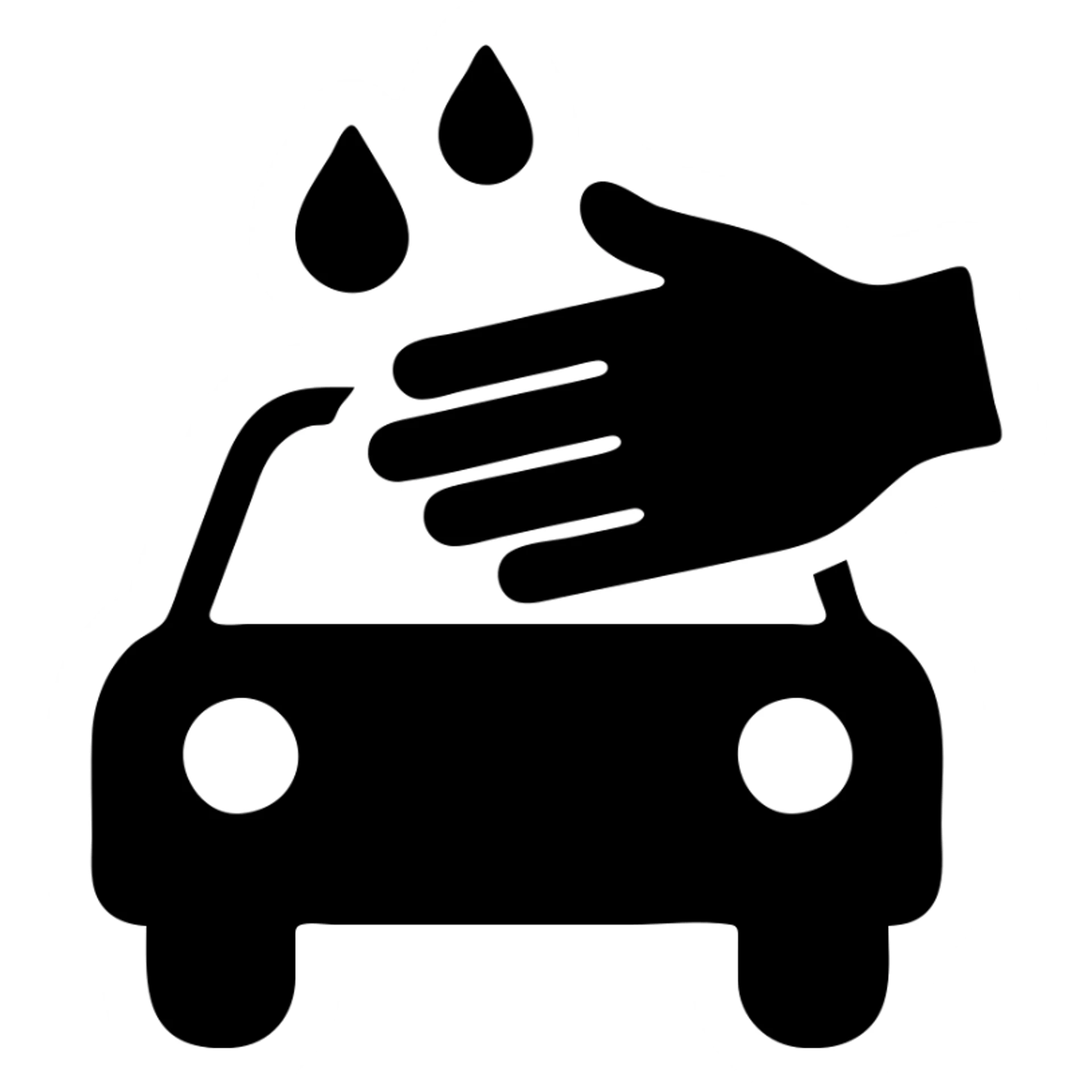solid filled icon of a hand washing a car, representing Hand Wash sticker
