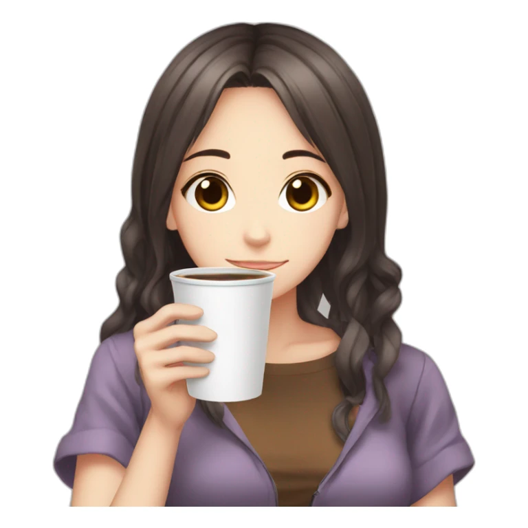 Anime girl drink coffee  sticker