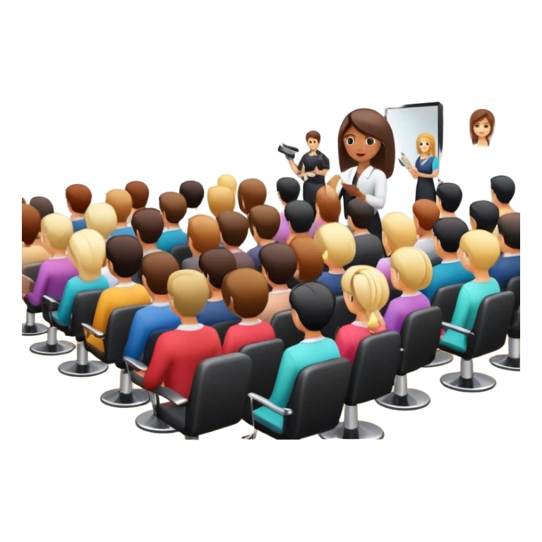 hair salon seminar with presenter and audience sticker