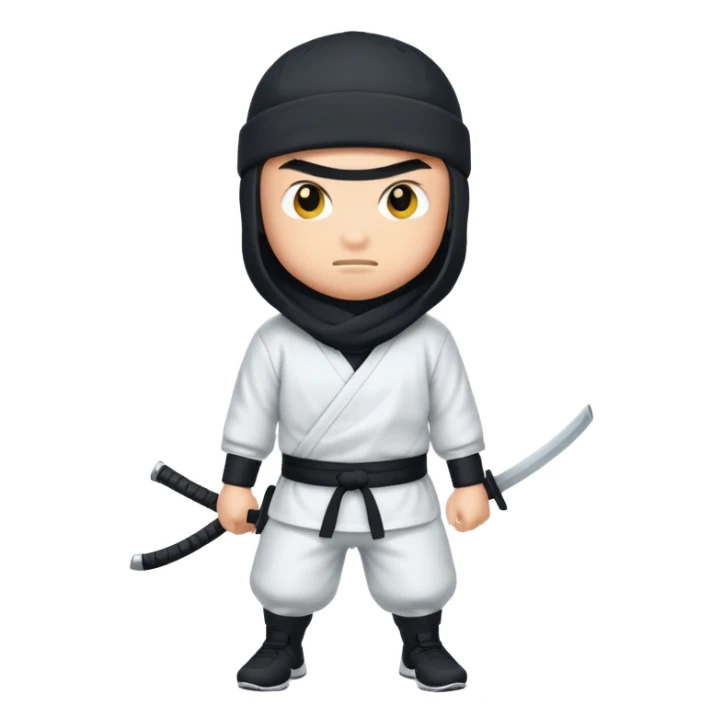 A ninja wearing a white Nike shirt, a black Nike cap, sticker