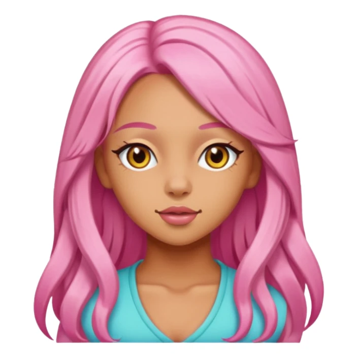 Doja Cat with pink long hair, tan skin sticker