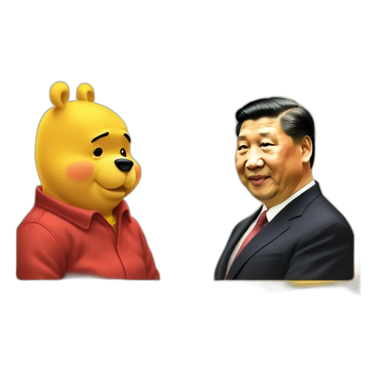 xi jinping looking into a mirror reflection of winnie the pooh sticker
