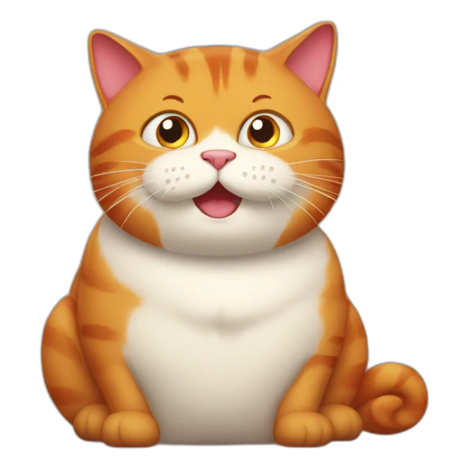 Red fat cat with a long tongue sticking out sticker