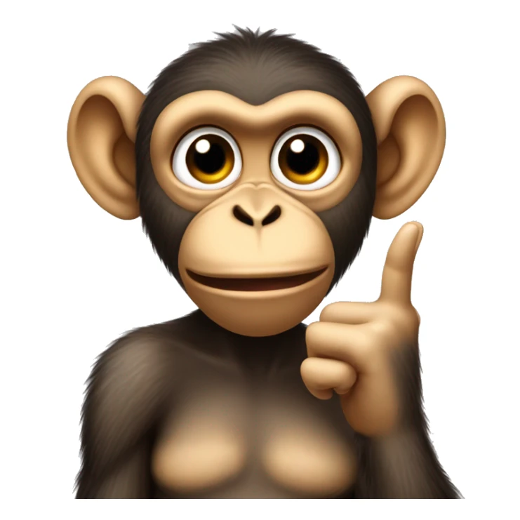 Monkey doing the duck lips and holding up two fingers sticker